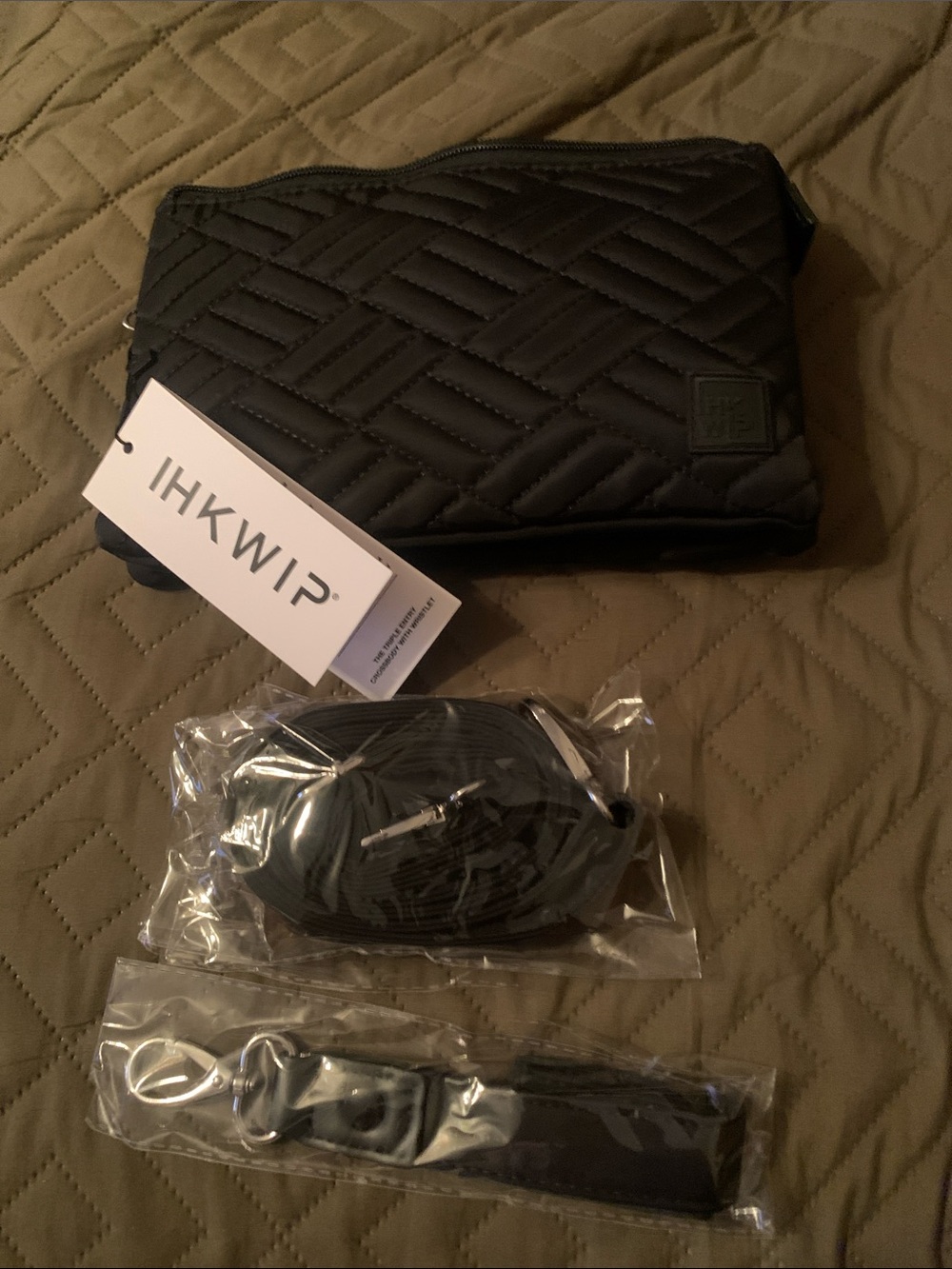 IHKWIP Black Quilted Crossbody Bag for Women